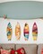 4 Pcs Surfboard Wall Decor with Triangle Hooks, Tropical Sunset Beach Themed Wooden Wall Art for Home, Bar, Pool, Patio 12.2" x 7.08"